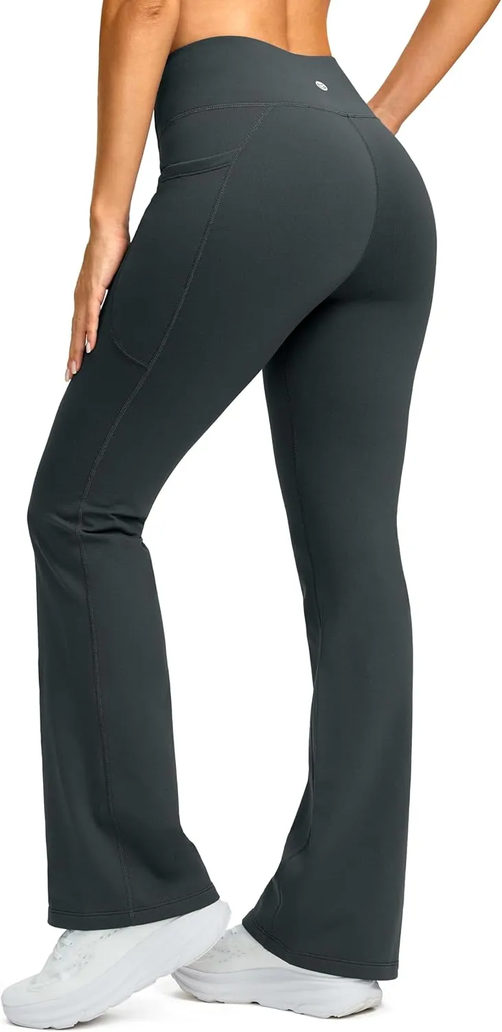 G Gradual Women's Fleece Lined Pants High Waist Winter Thermal Warm Flare Leggings Hiking Yoga Pants Women with Pockets