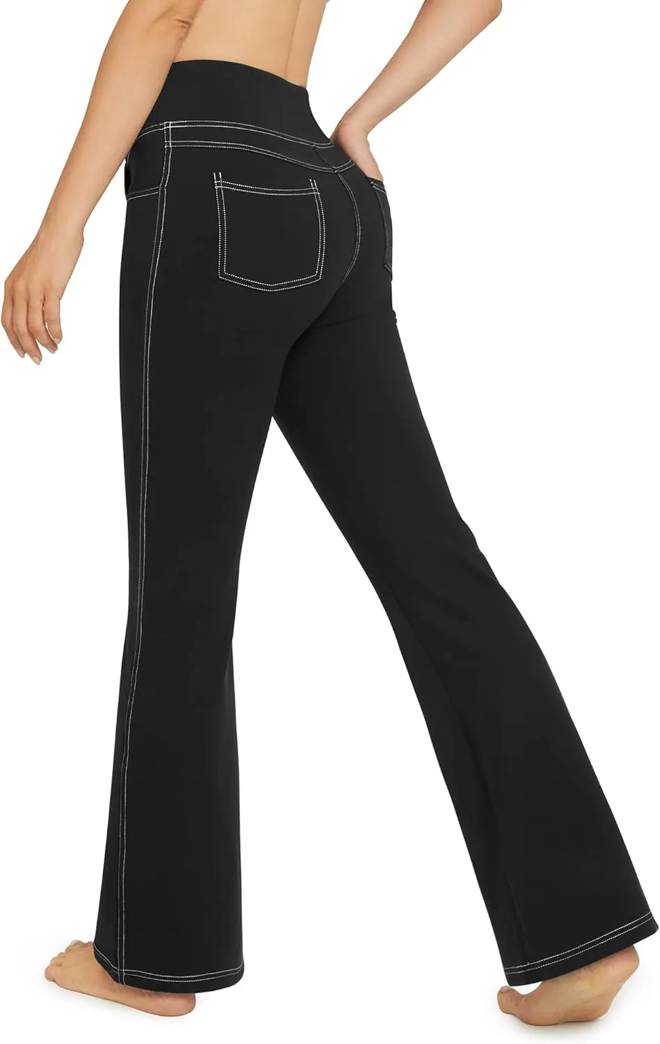 G4Free Fleece Lined Flare Leggings for Women High Waisted Thermal Bootcut Yoga Pants with 4 Pockets