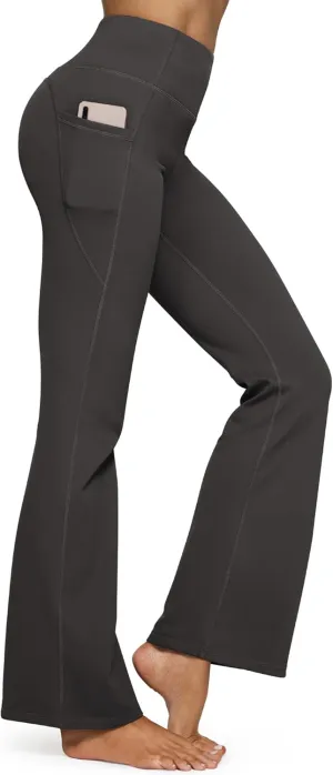 G4Free Fleece Lined Flare Leggings for Women High Waisted Winter Thermal Yoga Pants with Pockets 29"/31"/33"