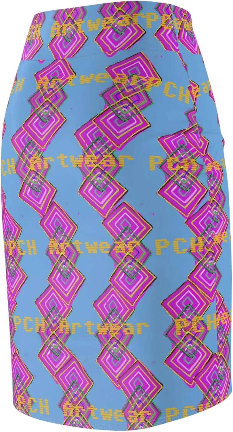 Geometric Pattern Skirt  Bold and Stylish Pencil Skirt with PCH Artwear Design  Womens Statement Fashion