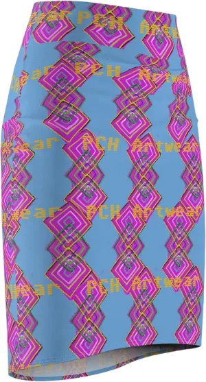 Geometric Pattern Skirt  Bold and Stylish Pencil Skirt with PCH Artwear Design  Womens Statement Fashion