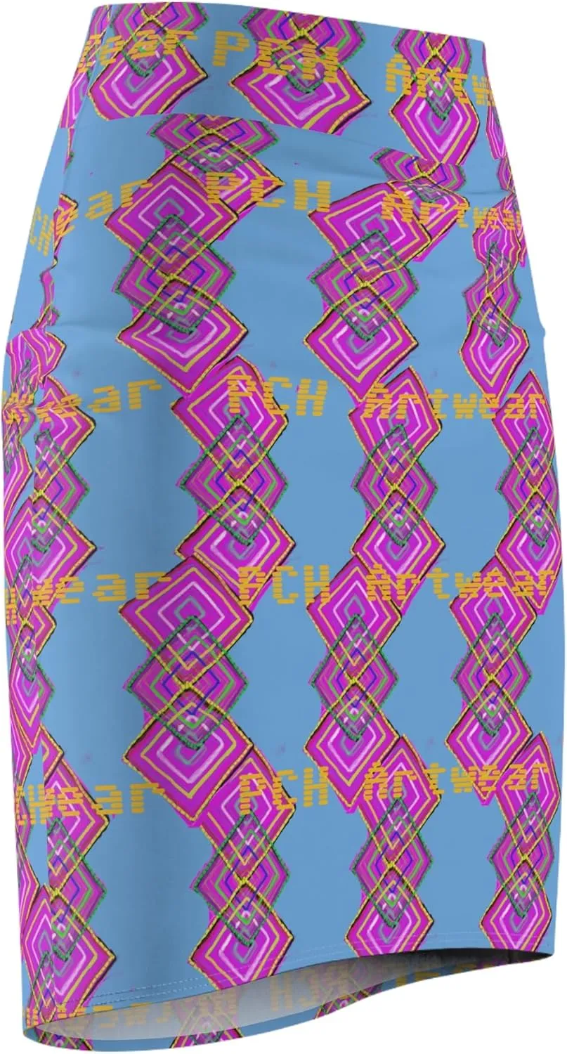 Geometric Pattern Skirt  Bold and Stylish Pencil Skirt with PCH Artwear Design  Womens Statement Fashion