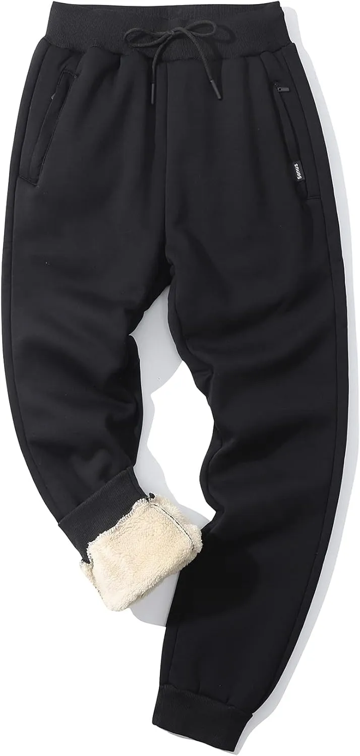 Gihuo Men Sweatpants Sherpa Fleece Lined Sweatpants Winter Thermal Active Outdoor Sports Track Jogger Pants
