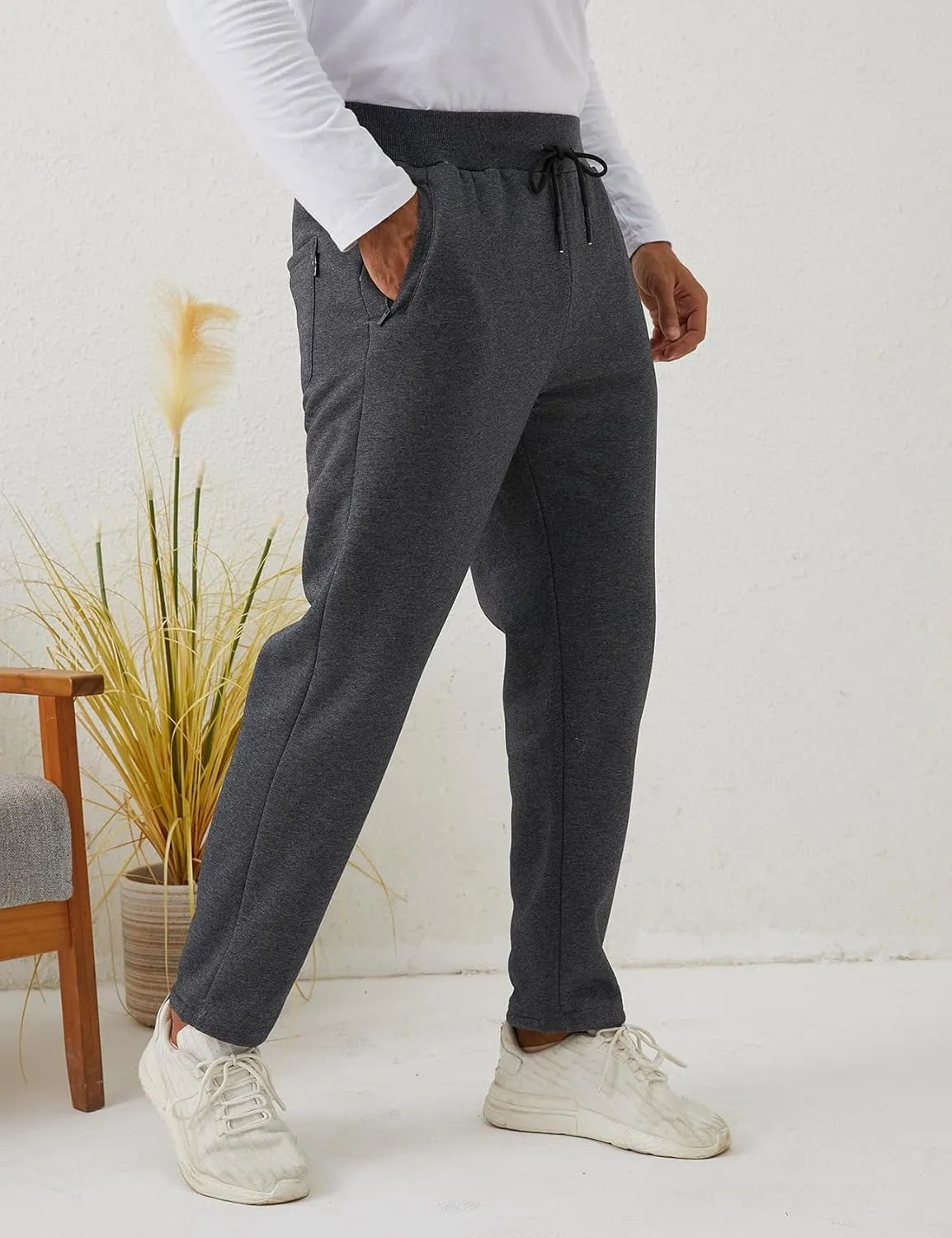 Gihuo Men Sweatpants Sherpa Fleece Lined Sweatpants Winter Thermal Active Outdoor Sports Track Jogger Pants