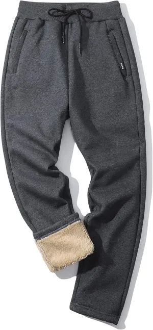 Gihuo Men Sweatpants Sherpa Fleece Lined Sweatpants Winter Thermal Active Outdoor Sports Track Jogger Pants