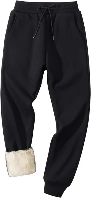 Gihuo Men's Winter Fleece Pants Sherpa Lined Sweatpants Active Running Jogger Pants