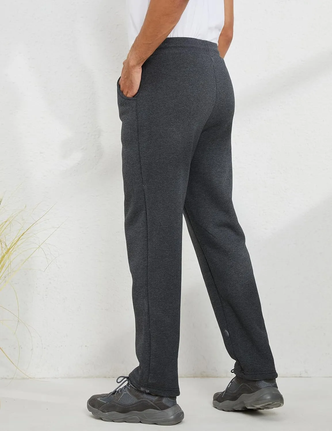 Gihuo Men's Winter Fleece Pants Sherpa Lined Sweatpants Active Running Jogger Pants