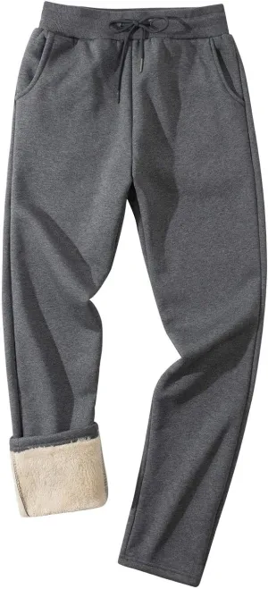 Gihuo Men's Winter Fleece Pants Sherpa Lined Sweatpants Active Running Jogger Pants