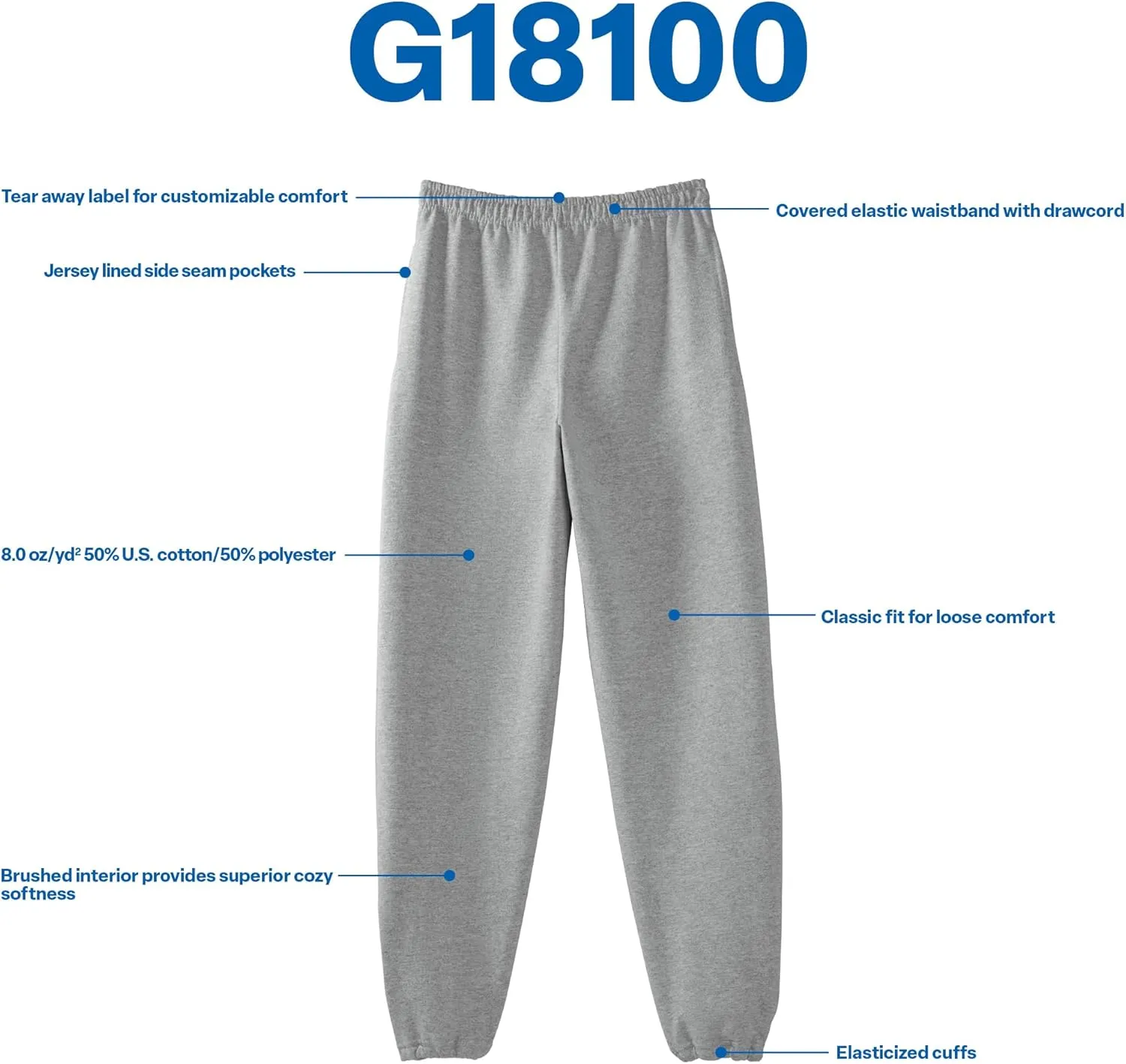 Gildan Adult Fleece Elastic Bottom Sweatpants with Pockets, Style G18100