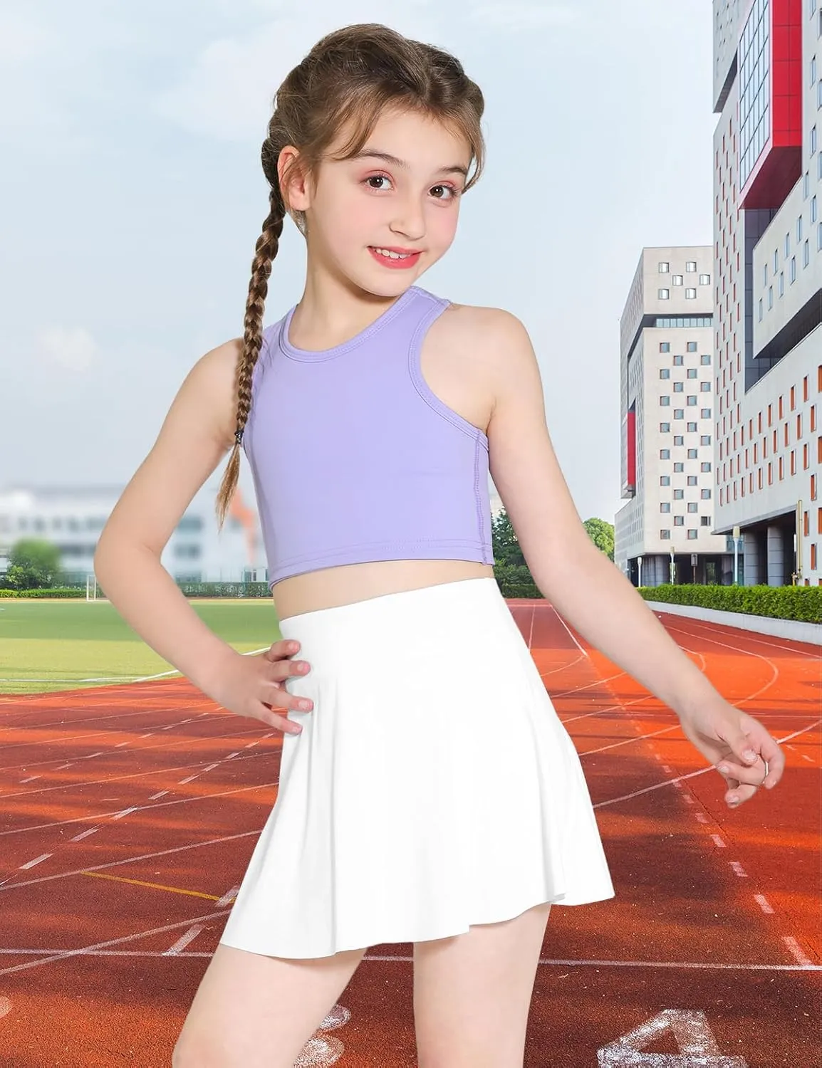 Girls Tennis Skirts, Casual Cute Kids Girls Athletic Skorts with Pocket Liner, Workout Sports Running Shorts, 5-14Y