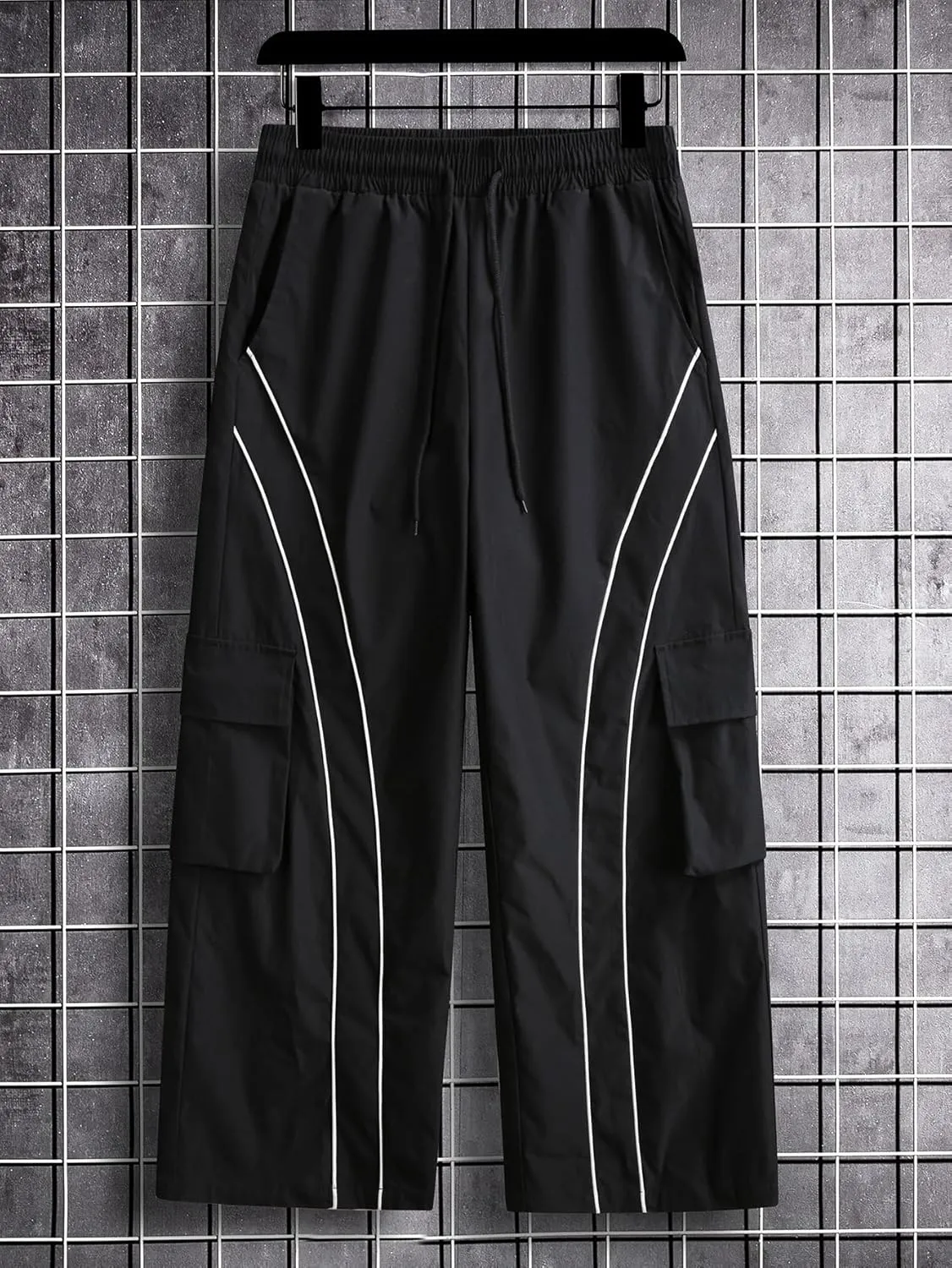 GORGLITTER Men's Baggy Cargo Pants Wide Leg Sweatpants Loose Streetwear Pants Trousers Parachute Pants