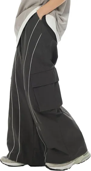 GORGLITTER Men's Baggy Cargo Pants Wide Leg Sweatpants Loose Streetwear Pants Trousers Parachute Pants
