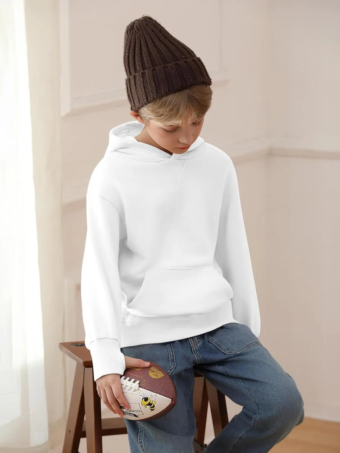 Haloumoning Boys' Fleece Hooded Sweatshirt Kids Long Sleeve Pullover Hoodies with Pocket 4-14Y