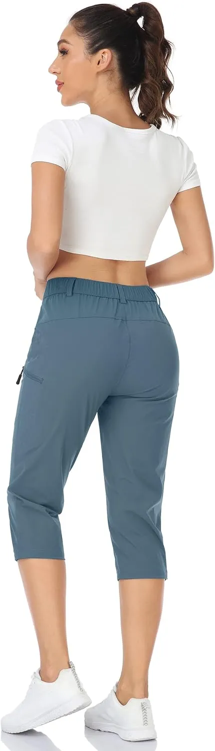 Hiking Pants for Women Lightweight Outdoor Cargo Capri for Athletic Casual with UPF 50 Quick Dry Zip Pockets