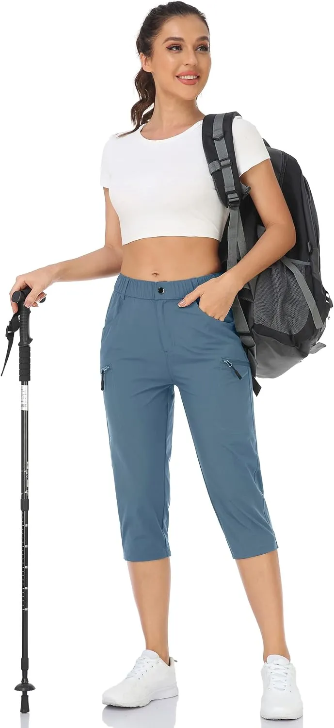 Hiking Pants for Women Lightweight Outdoor Cargo Capri for Athletic Casual with UPF 50 Quick Dry Zip Pockets
