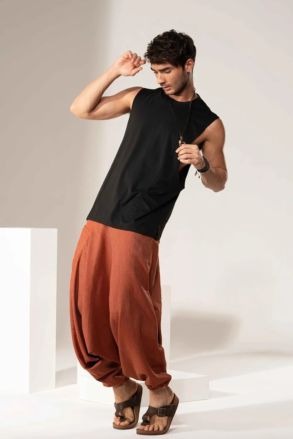 Hippie Music Festival Outfits for Men, Loose Baggy Yoga Harem Pants, Rave Party Dance Pants