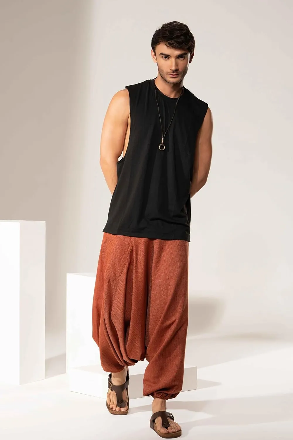 Hippie Music Festival Outfits for Men, Loose Baggy Yoga Harem Pants, Rave Party Dance Pants