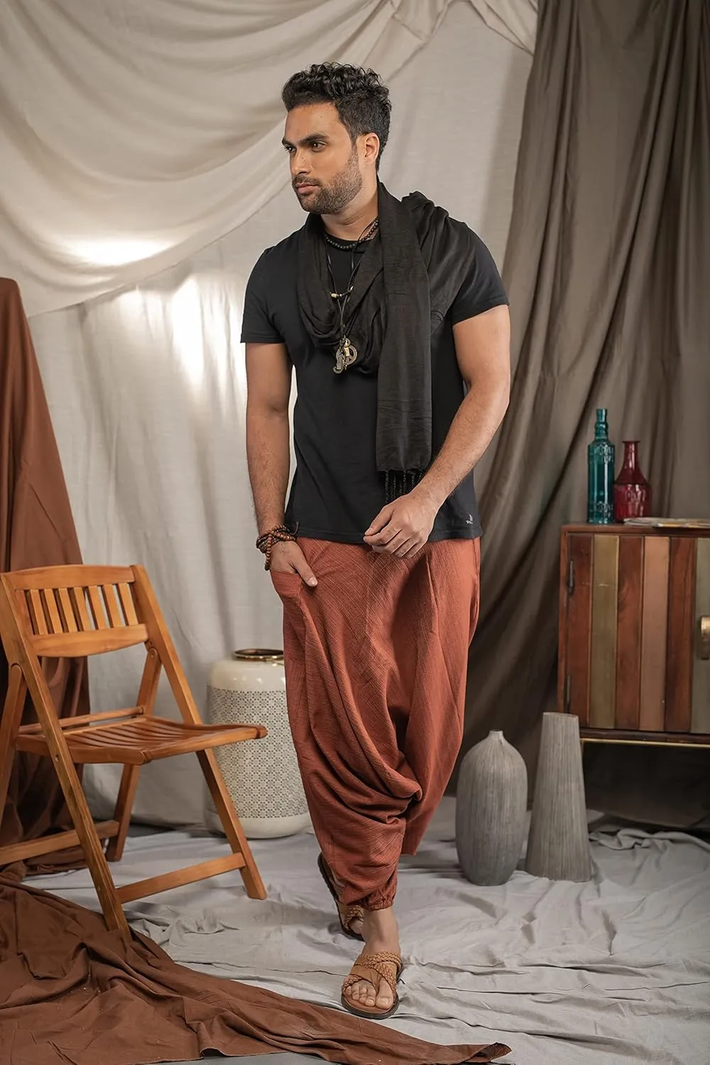 Hippie Music Festival Outfits for Men, Loose Baggy Yoga Harem Pants, Rave Party Dance Pants