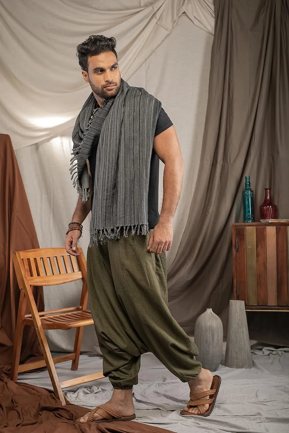 Hippie Music Festival Outfits for Men, Loose Baggy Yoga Harem Pants, Rave Party Dance Pants