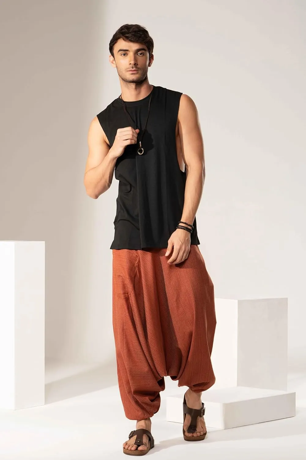 Hippie Music Festival Outfits for Men, Loose Baggy Yoga Harem Pants, Rave Party Dance Pants