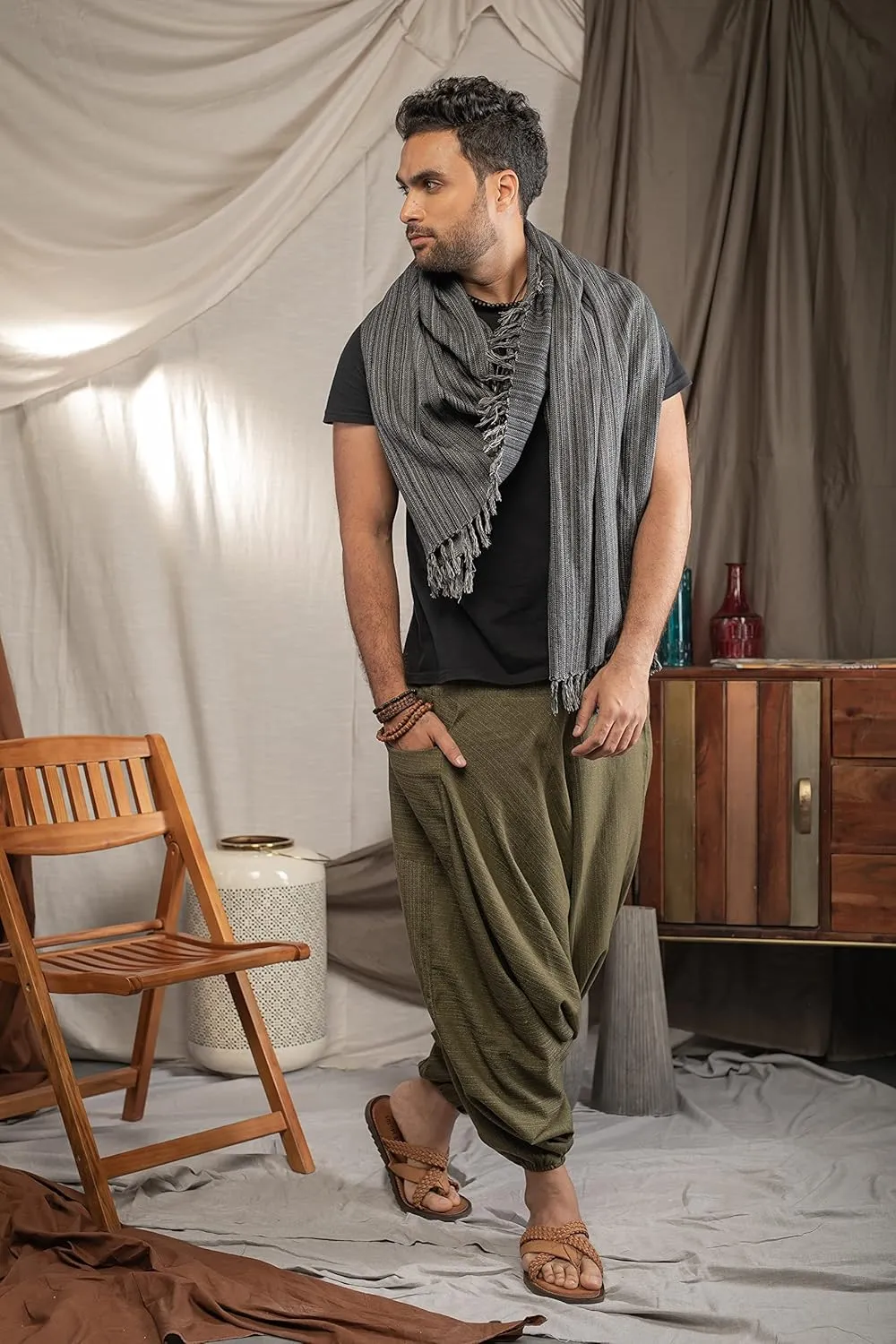 Hippie Music Festival Outfits for Men, Loose Baggy Yoga Harem Pants, Rave Party Dance Pants