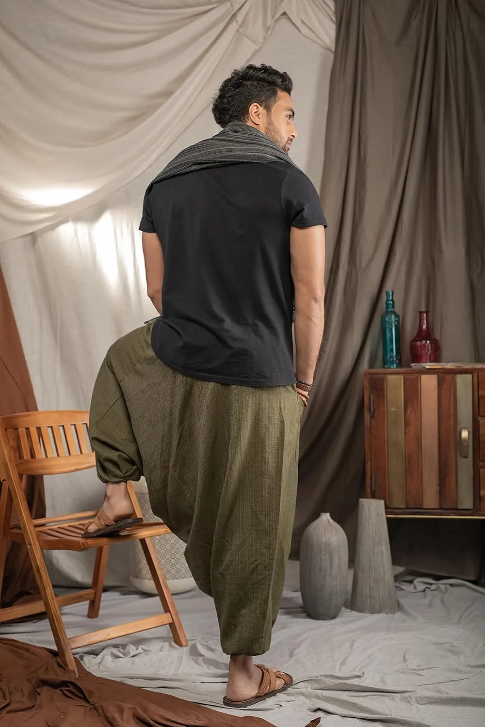 Hippie Music Festival Outfits for Men, Loose Baggy Yoga Harem Pants, Rave Party Dance Pants