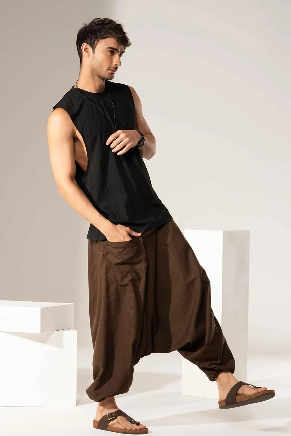 Hippie Music Festival Outfits for Men, Loose Baggy Yoga Harem Pants, Rave Party Dance Pants