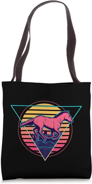 Horse Retro Futuristic Synthwave Vaporwave City Pop Tote Bag