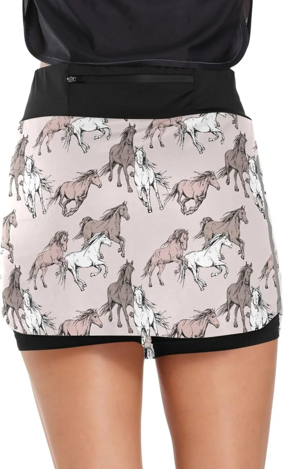 Horses Women's Tennis Skirts Golf Skorts Running Shorts with Pockets