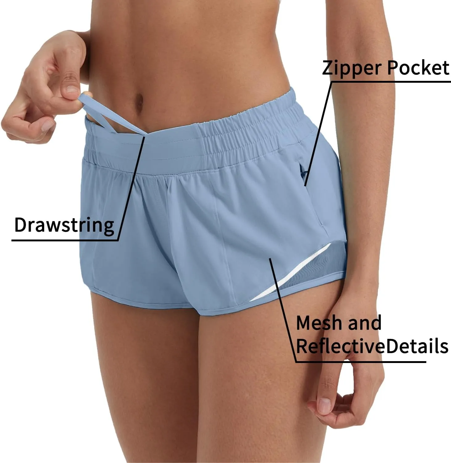 Husnainna Athletic Running Shorts for Women 2.5'' with Zipper Pockets and Mesh Liner Yoga Gym Workout