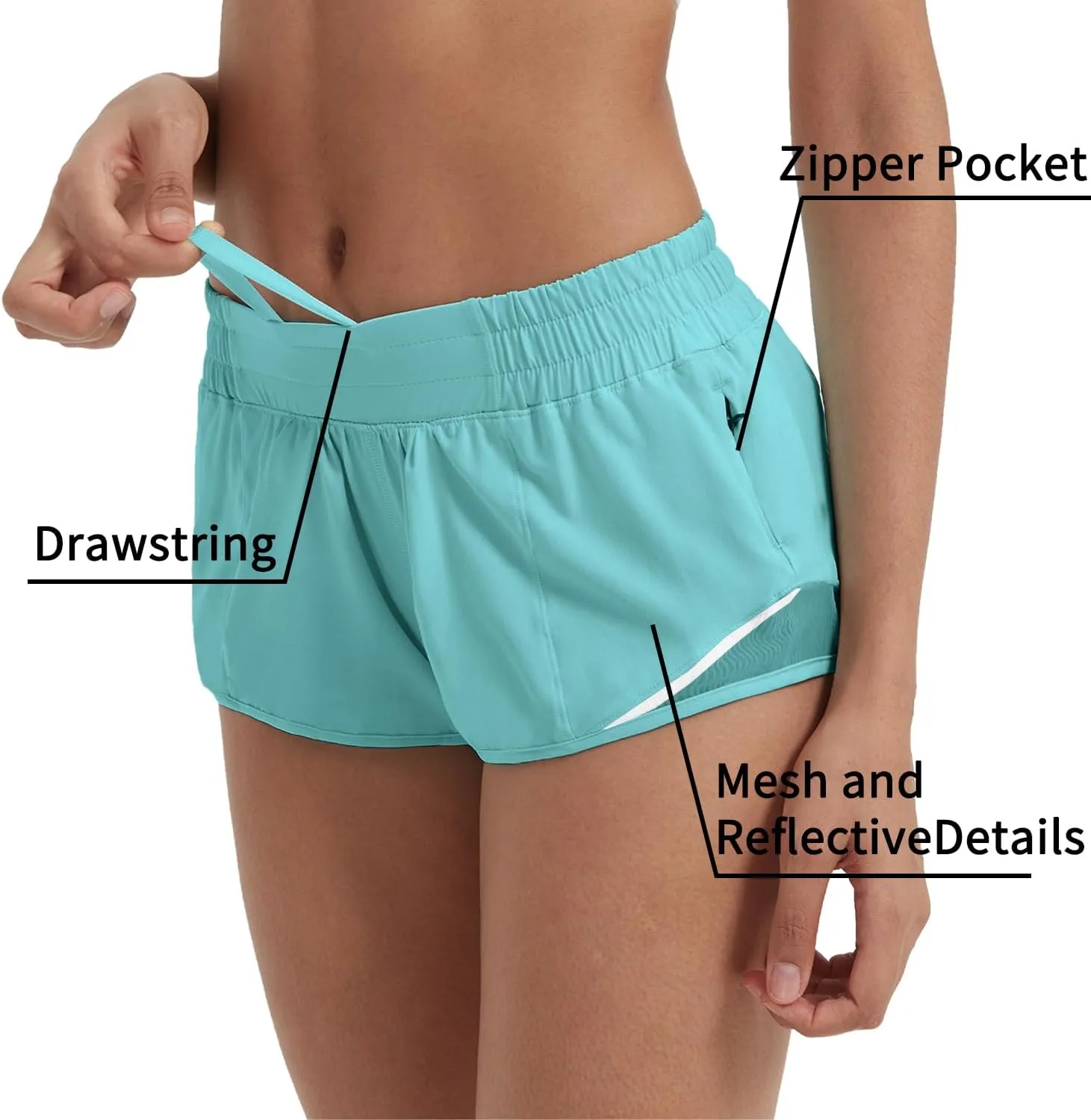 Husnainna Athletic Running Shorts for Women 2.5'' with Zipper Pockets and Mesh Liner Yoga Gym Workout