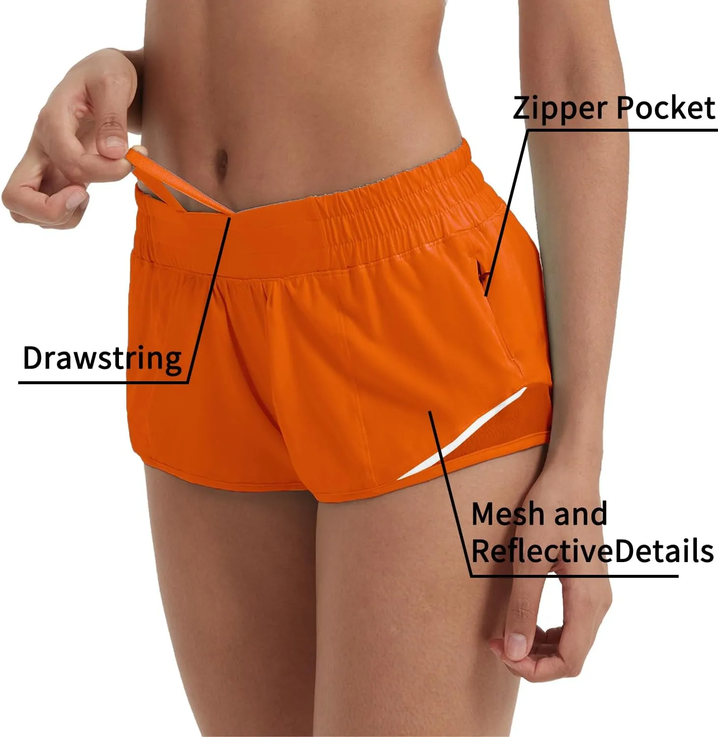 Husnainna Athletic Running Shorts for Women 2.5'' with Zipper Pockets and Mesh Liner Yoga Gym Workout