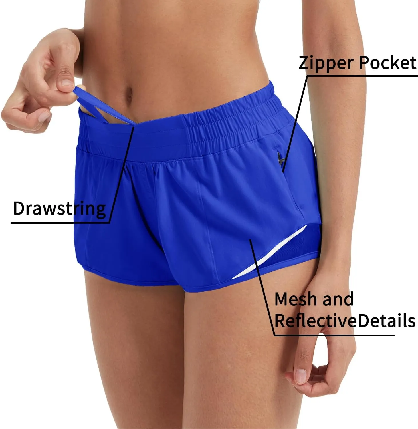 Husnainna Athletic Running Shorts for Women 2.5'' with Zipper Pockets and Mesh Liner Yoga Gym Workout