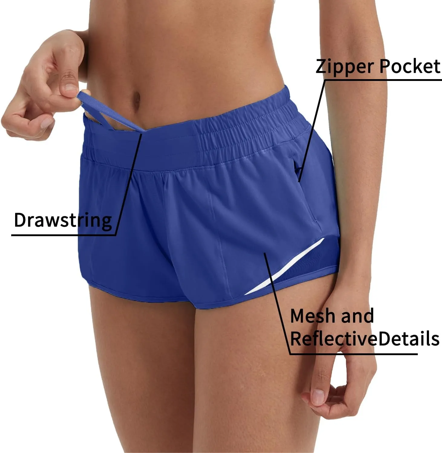 Husnainna Athletic Running Shorts for Women 2.5'' with Zipper Pockets and Mesh Liner Yoga Gym Workout