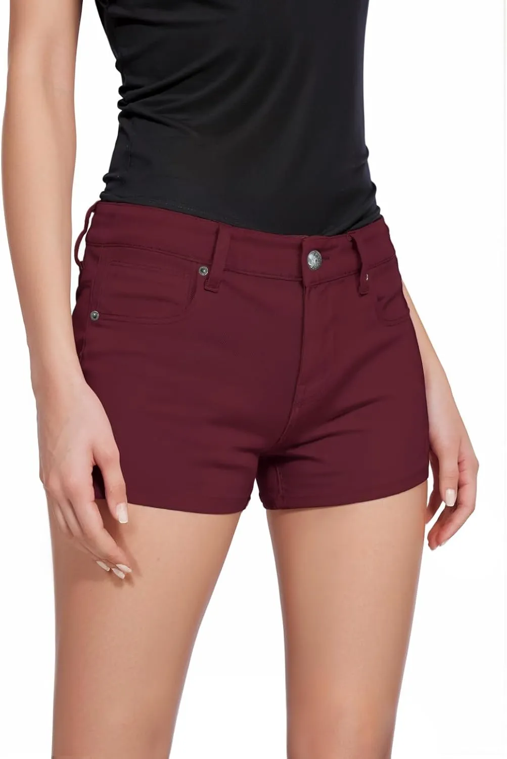 Hybrid & Company Womens Super Comfy 3 inch Inseam Butt Lifting Stretch Twill/Denim Shorts