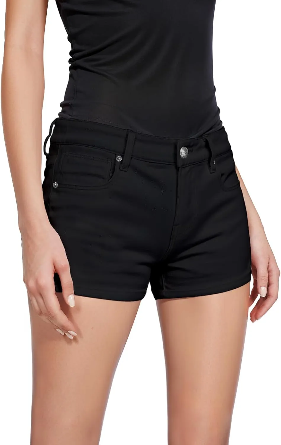 Hybrid & Company Womens Super Comfy 3 inch Inseam Butt Lifting Stretch Twill/Denim Shorts