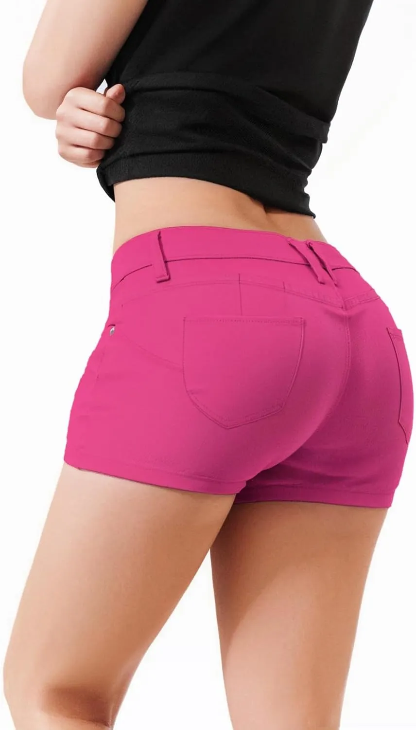 Hybrid & Company Womens Super Comfy 3 inch Inseam Butt Lifting Stretch Twill/Denim Shorts