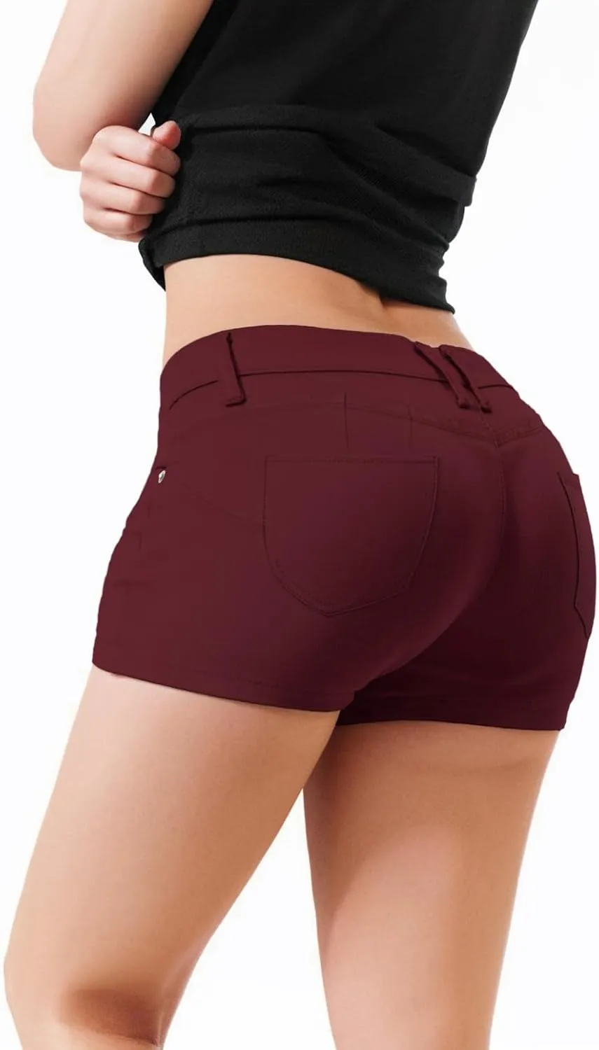 Hybrid & Company Womens Super Comfy 3 inch Inseam Butt Lifting Stretch Twill/Denim Shorts