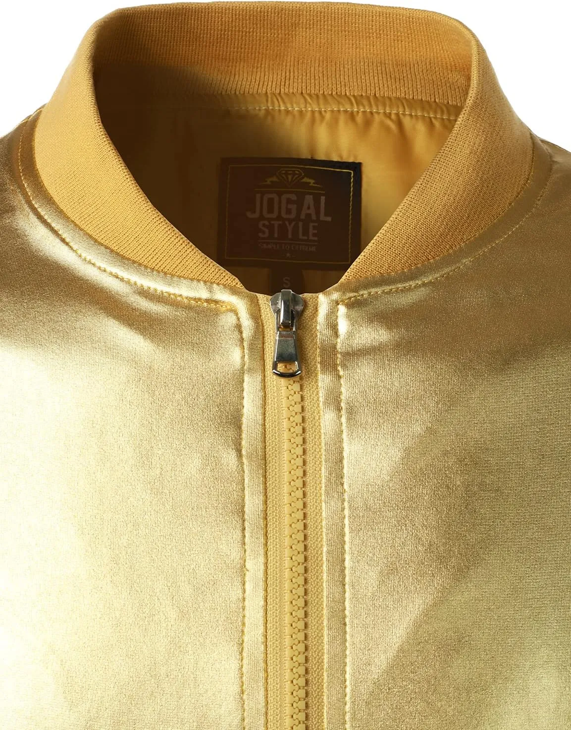 JOGAL Men's Metallic Silver Jacket Gold 70's Disco Costume