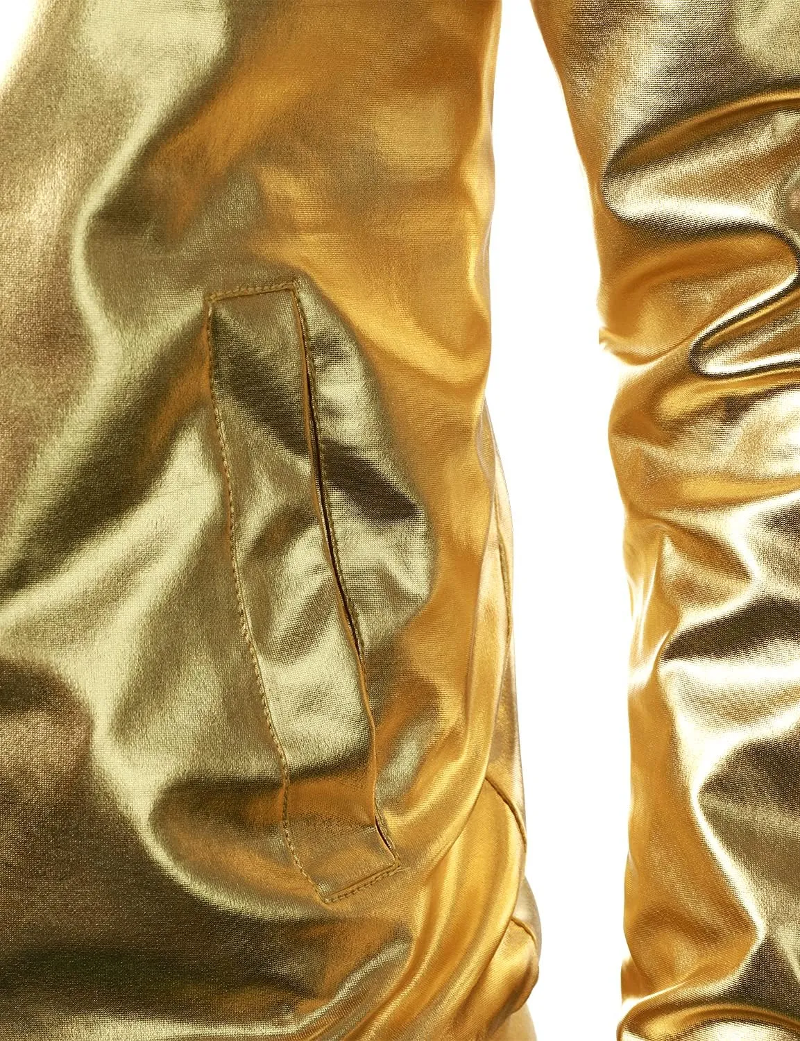 JOGAL Men's Metallic Silver Jacket Gold 70's Disco Costume