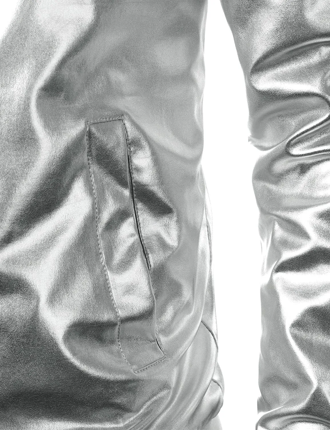 JOGAL Men's Metallic Silver Jacket Gold 70's Disco Costume