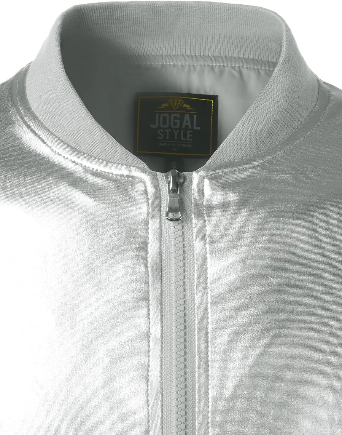 JOGAL Men's Metallic Silver Jacket Gold 70's Disco Costume