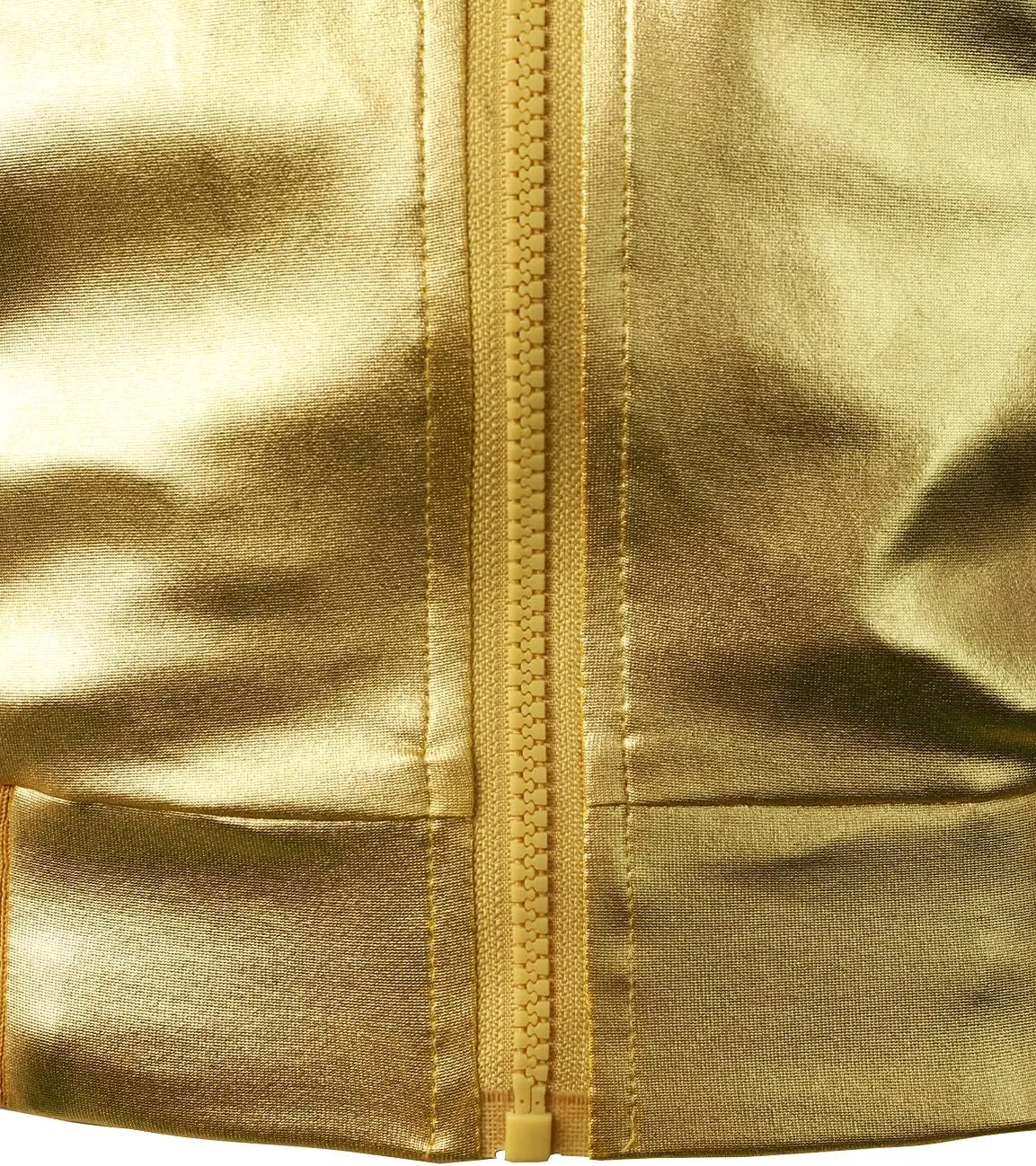 JOGAL Men's Metallic Silver Jacket Gold 70's Disco Costume