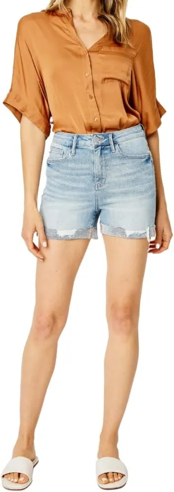 Judy Blue High Waist Destroy Cuffed Cut Off Shorts