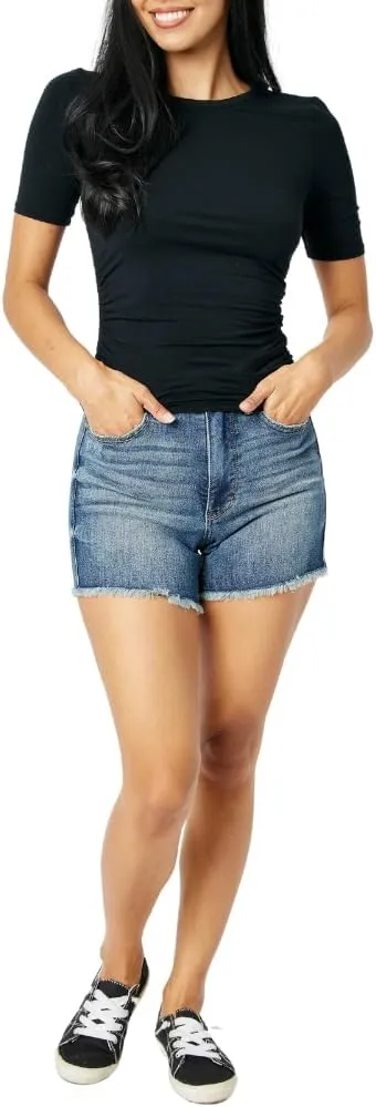 Judy Blue High Waist Tummy Control Fray Hem Shorts