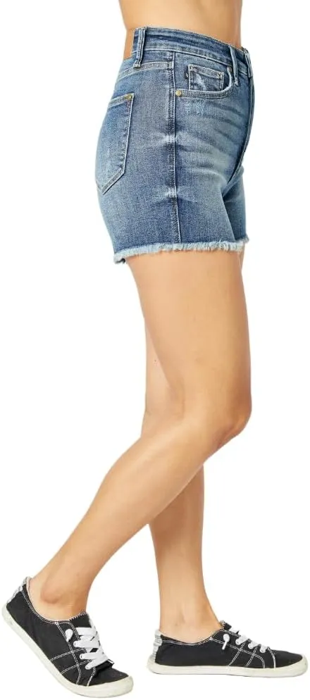Judy Blue High Waist Tummy Control Fray Hem Shorts