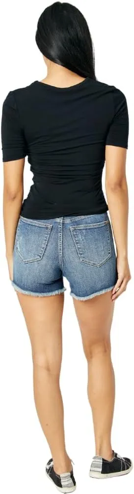 Judy Blue High Waist Tummy Control Fray Hem Shorts