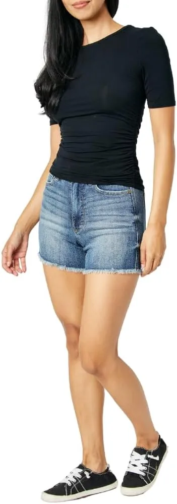 Judy Blue High Waist Tummy Control Fray Hem Shorts