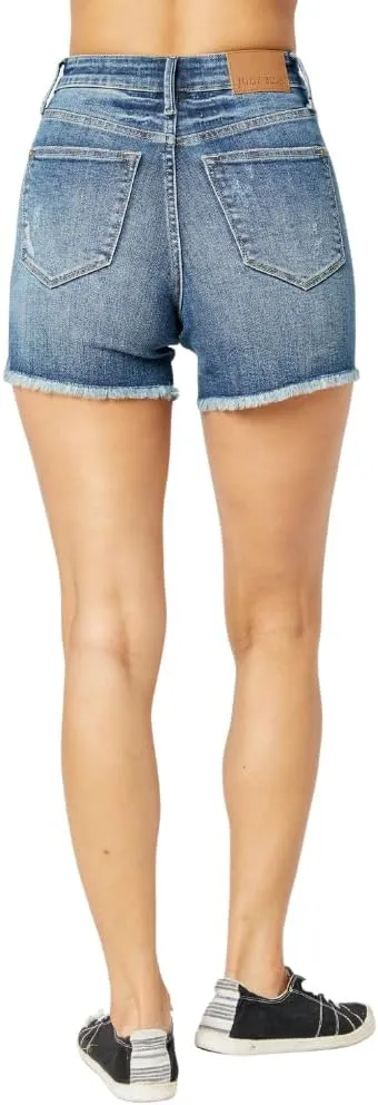 Judy Blue High Waist Tummy Control Fray Hem Shorts