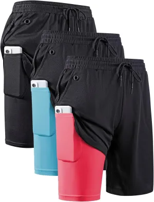 JWJ Mens 2 in 1 Running Shorts Quick Dry Gym Athletic Workout Clothes with Side Pockets